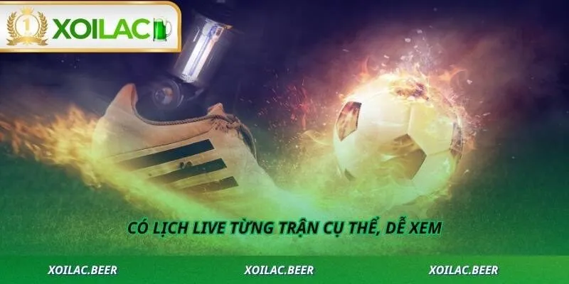 Có lịch live từng trận cụ thể, dễ xem