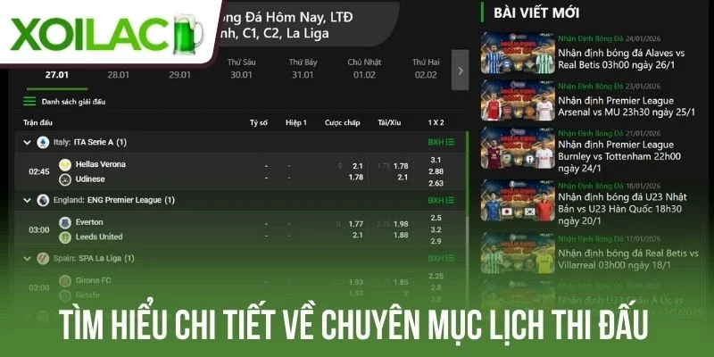 Tìm hiểu chi tiết lịch thi đấu 