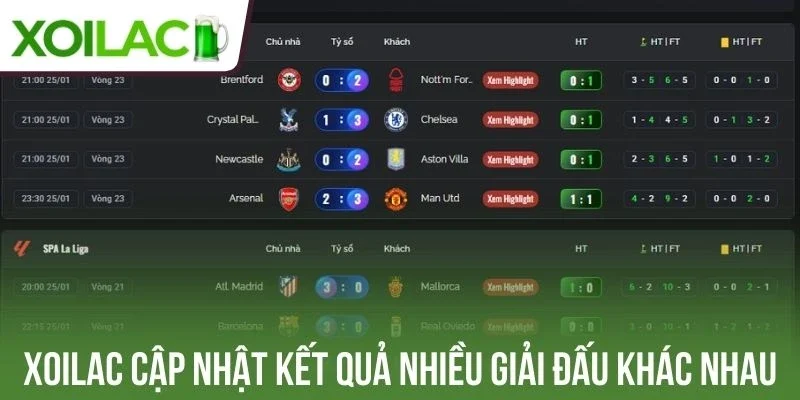 Xoilac cập nhật kết quả bóng đá theo thời gian thực
