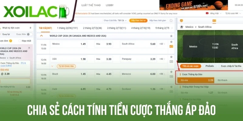 Chia sẻ cách tính tiền cược thắng áp đảo