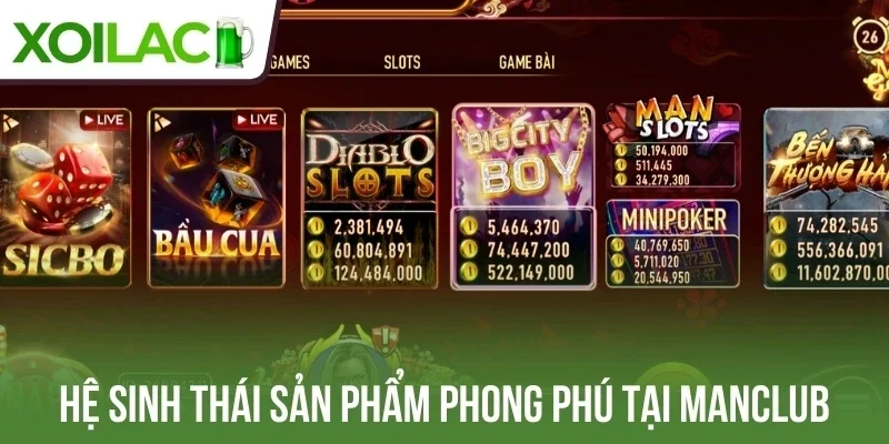 Hệ sinh thái sản phẩm phong phú tại Manclub