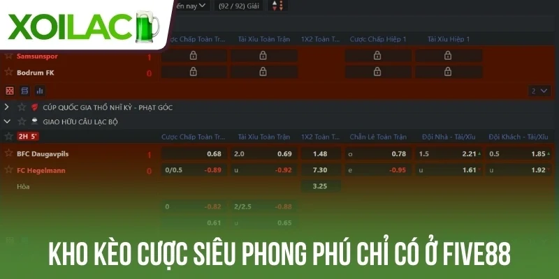 Kho kèo cược siêu phong phú chỉ có ở Five88