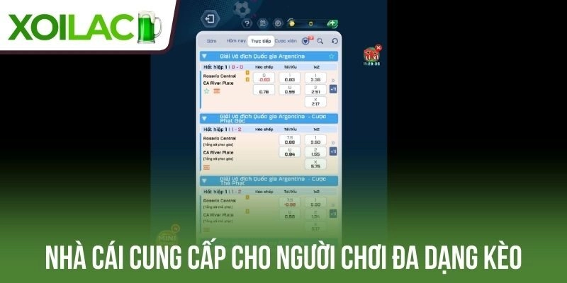 Nhà cái cung cấp cho người chơi đa dạng kèo