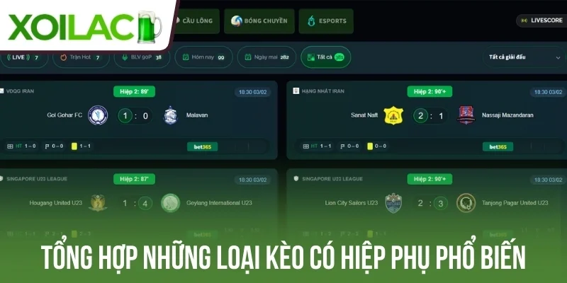 Tổng hợp những loại kèo có hiệp phụ phổ biến